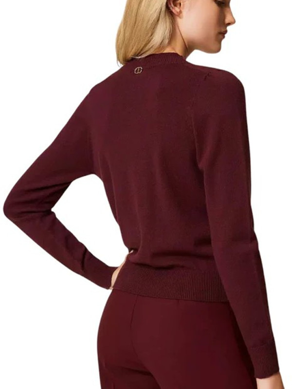 Светр з вирізом/Винний 252TP3060