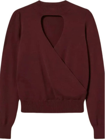 Светр з вирізом/Винний