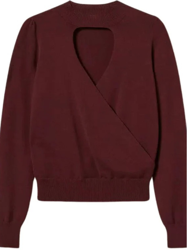 Светр з вирізом/Винний 252TP3060