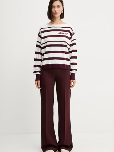 Джемпер/Смужка пергамент/винний