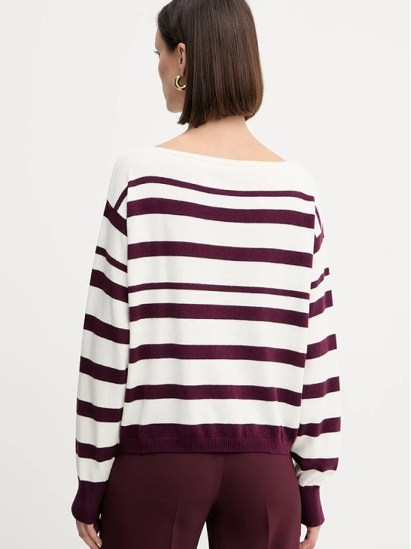 Джемпер/Смужка пергамент/винний 252TP3091