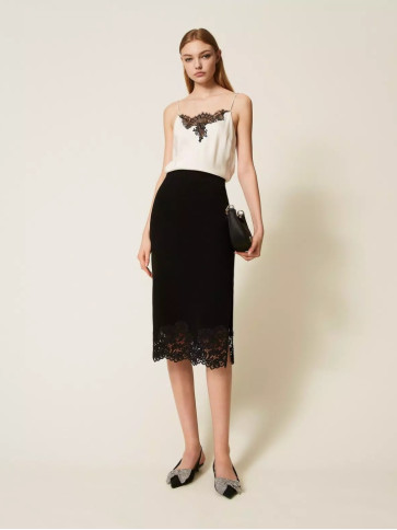 Спідниця з мереживом/Чорний