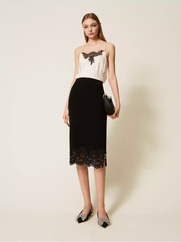 Спідниця з мереживом/Чорний 252TP3390