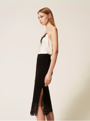 Спідниця з мереживом/Чорний