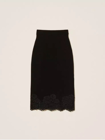 Спідниця з мереживом/Чорний