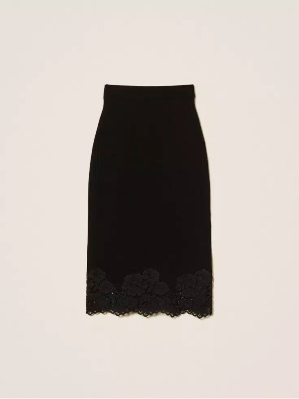 Спідниця з мереживом/Чорний 252TP3390