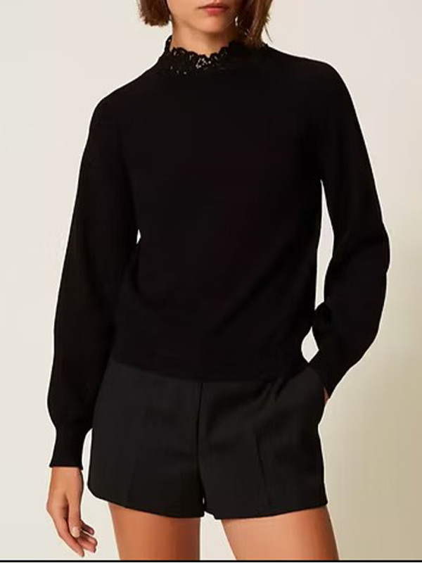 Блуза з мереживом/Чорний 252TP3391