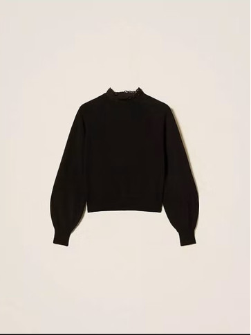 Блуза з мереживом/Чорний