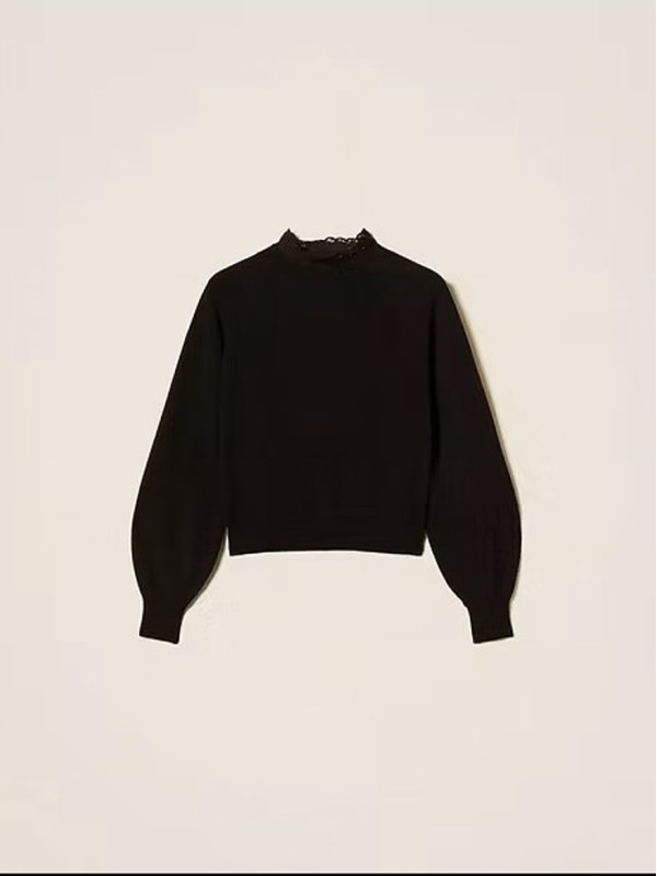 Блуза з мереживом/Чорний 252TP3391