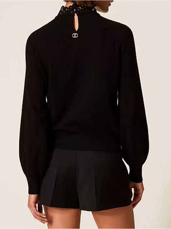 Блуза з мереживом/Чорний 252TP3391