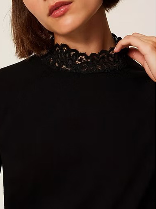 Блуза з мереживом/Чорний 252TP3391