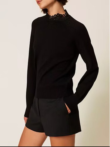 Блуза з мереживом/Чорний