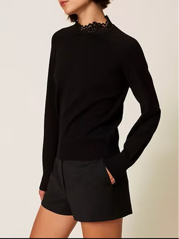 Блуза з мереживом/Чорний 252TP3391