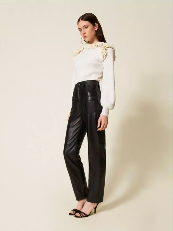 Штани шкіряні/Чорний 252TS2121