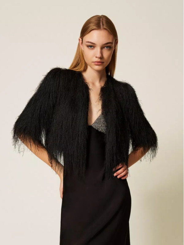 Піджак з бахромою/Чорний 252TT2300