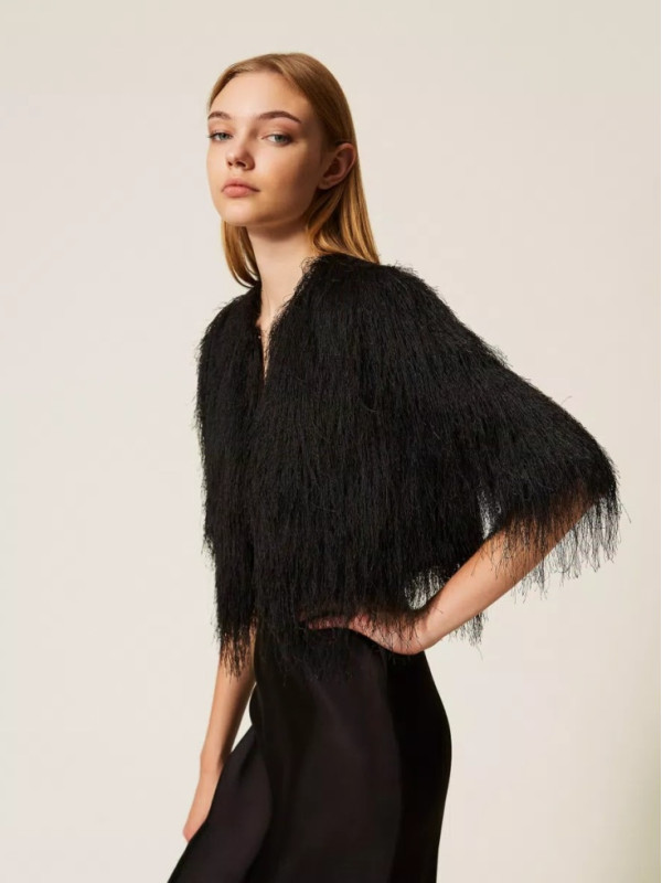 Піджак з бахромою/Чорний 252TT2300