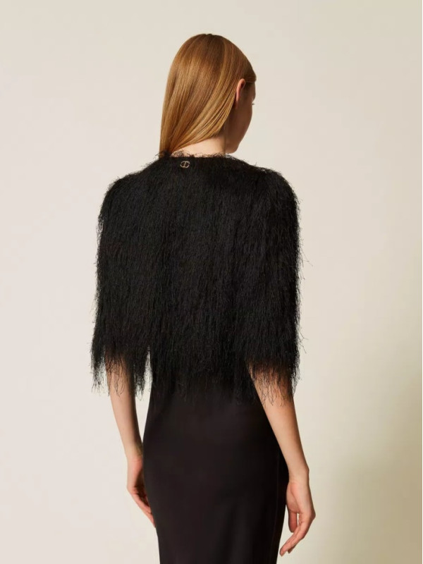 Піджак з бахромою/Чорний 252TT2300