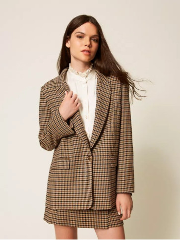 Блейзер/Клітина Верблюжий/Чорний