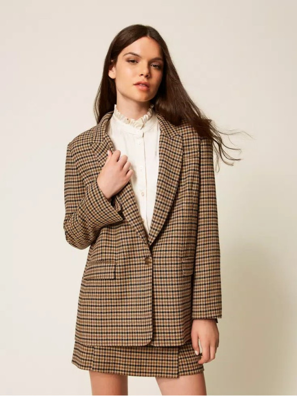 Блейзер/Клітина Верблюжий/Чорний 252TT2420