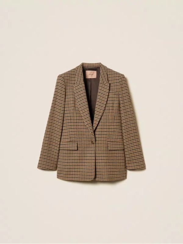 Блейзер/Клітина Верблюжий/Чорний 252TT2420