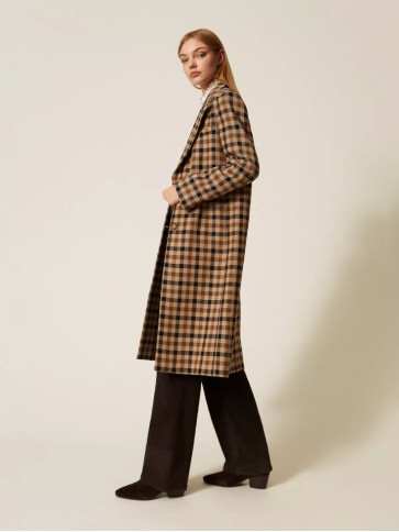Пальто/Клітина Верблюжий/Чорний