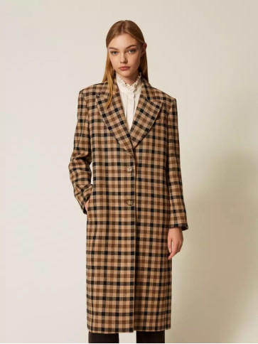Пальто/Клітина Верблюжий/Чорний