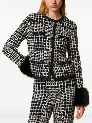 Жакет/Клітина Сніжний/Чорний