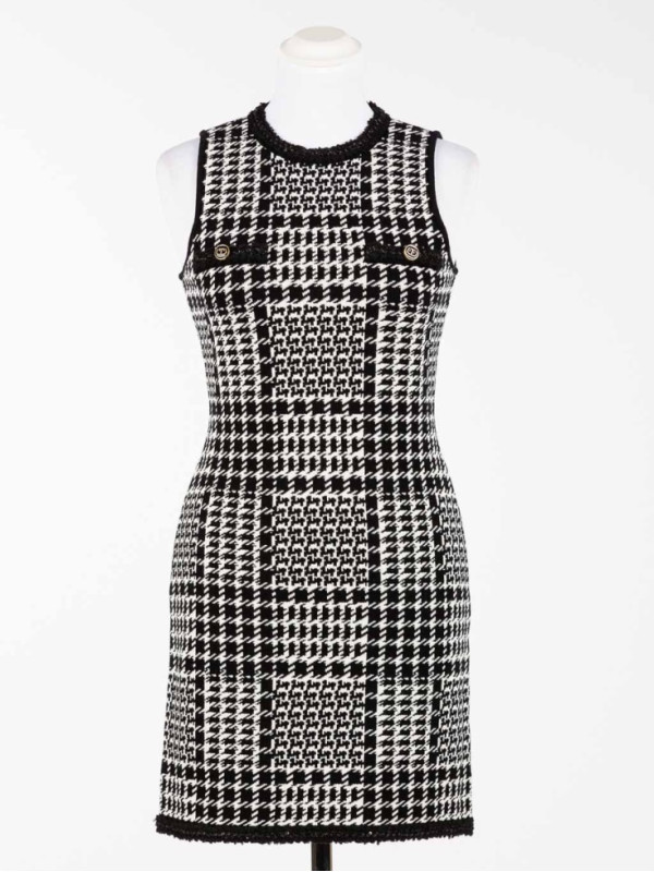 Міні сукня/Клітинка Сніжний / Чорний 252TT3042