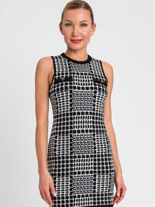 Міні сукня/Клітинка Сніжний / Чорний 252TT3042