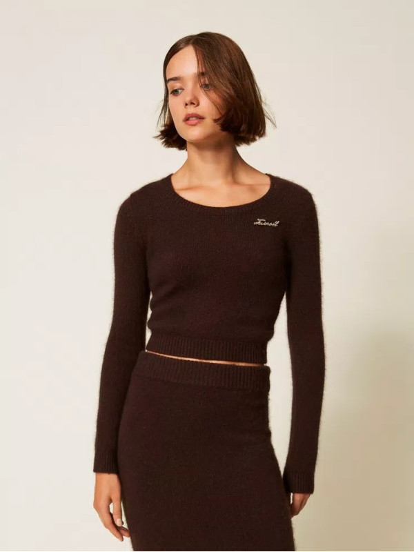 Укорочений светр/Чорний шоколад 252TT3183