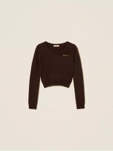 Укорочений светр/Чорний шоколад