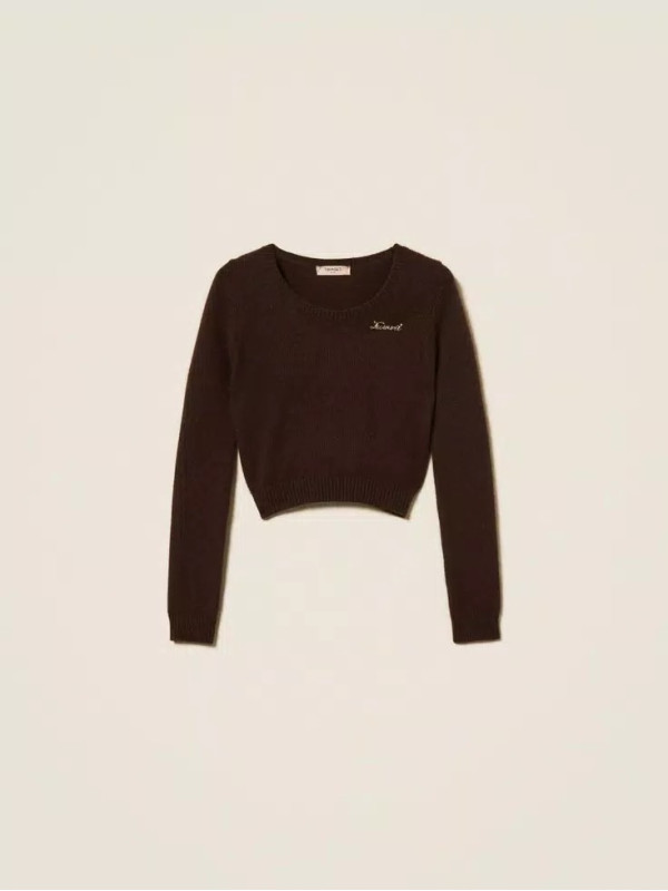 Укорочений светр/Чорний шоколад 252TT3183