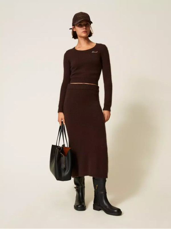 Укорочений светр/Чорний шоколад 252TT3183