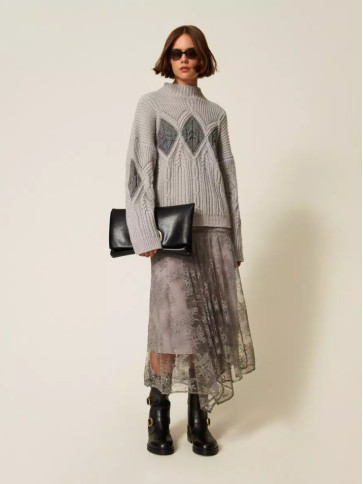 Светр/сірий меланж / люрекс