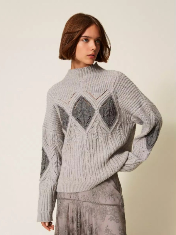 Светр/сірий меланж / люрекс 252TT3290