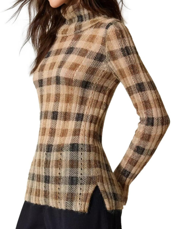 Светр/Клітина Верблюжий/Чорний 252TT3490
