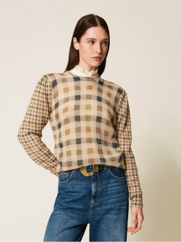 Джемпер/Клітина Верблюжий/Чорний 252TT3492