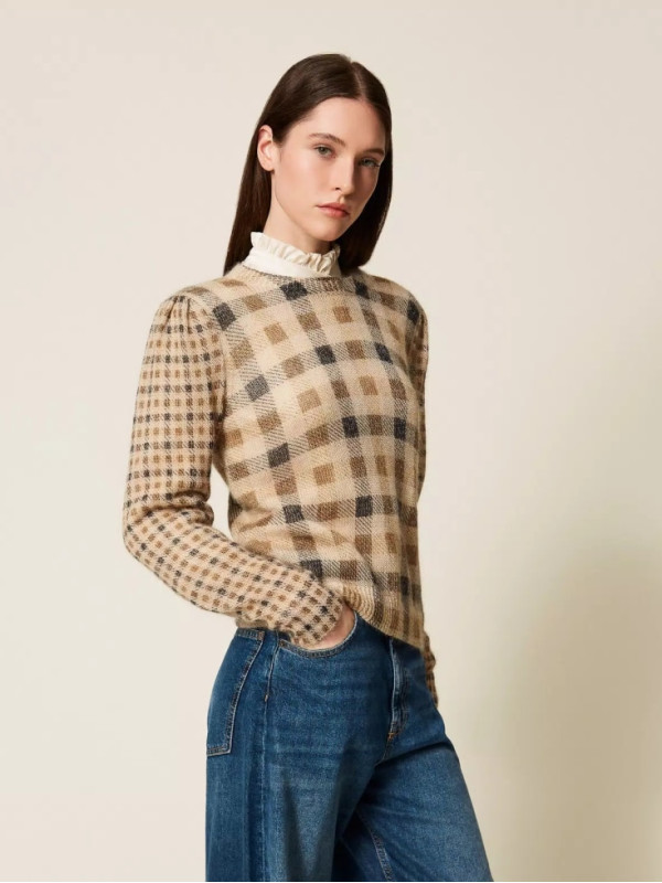 Джемпер/Клітина Верблюжий/Чорний 252TT3492