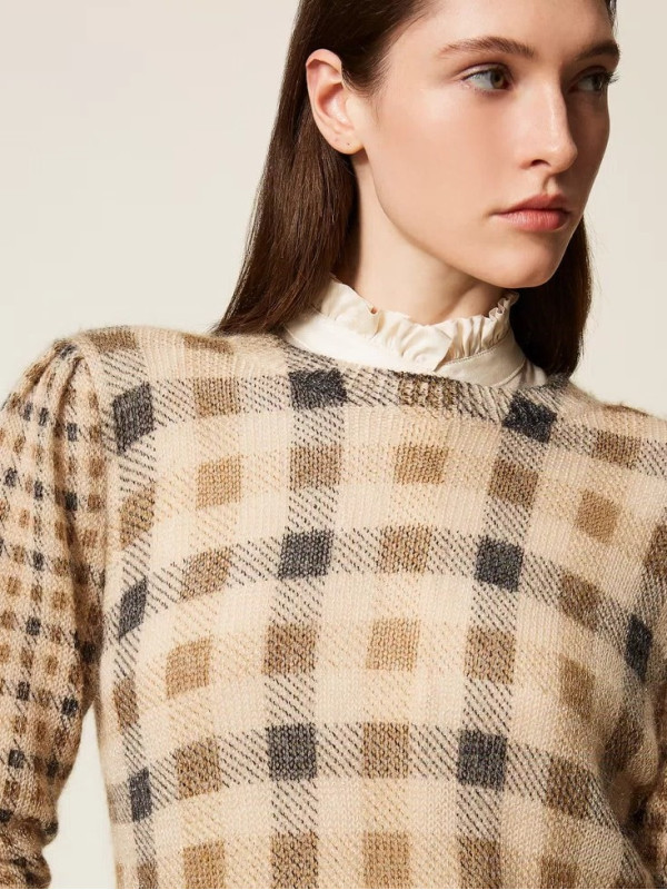 Джемпер/Клітина Верблюжий/Чорний 252TT3492