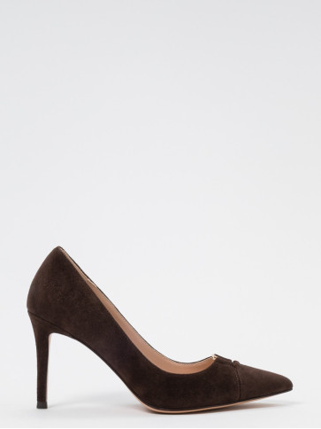 Замшеві туфлі човники/Темно-коричневий