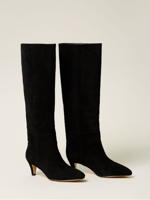 Замшеві чоботи Kitten heel/Чорний