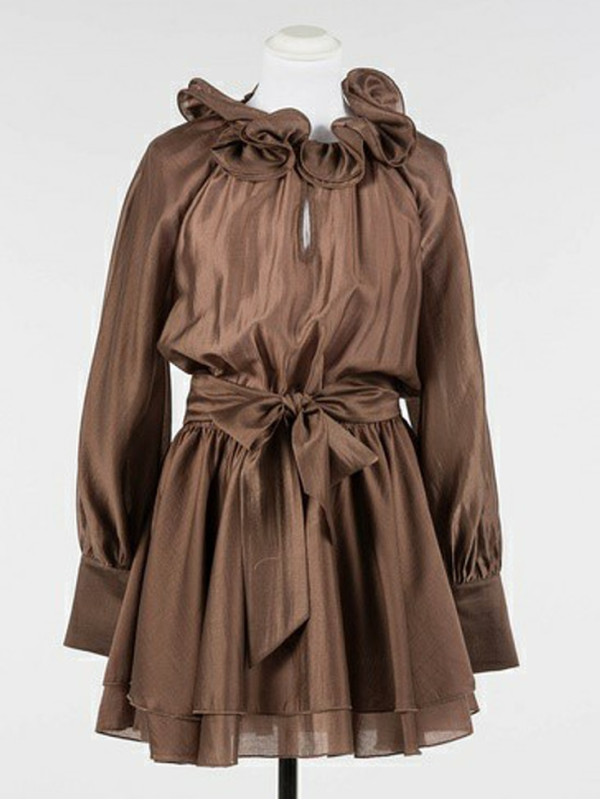 Коротка вуалева сукня / Шоколадний