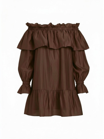 Коротка вуалева сукня / Шоколадний