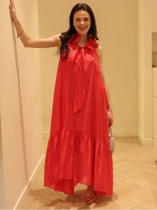 Довга вуалева сукня / Пурпуровий 261AP2185