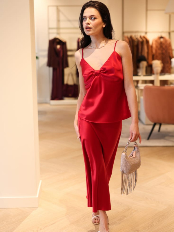 Довга атласна спідниця / Пурпуровий