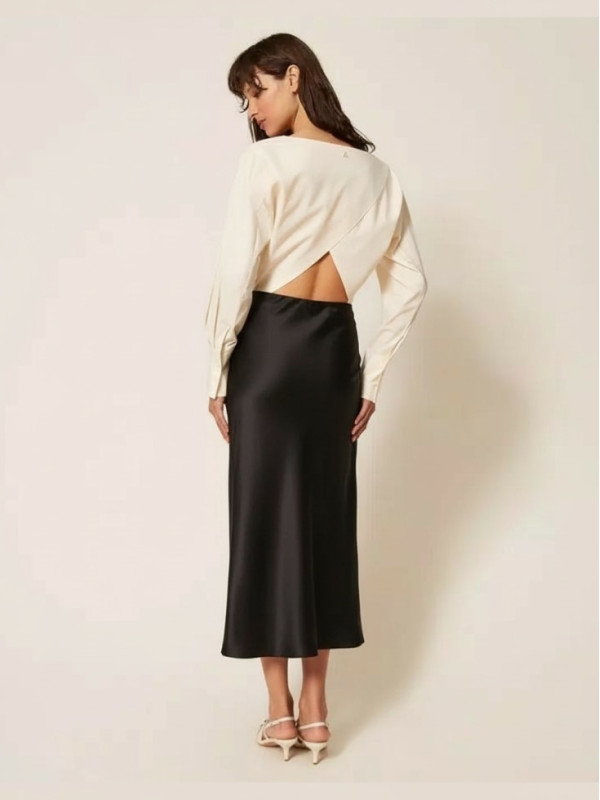 Довга атласна спідниця / Чорний