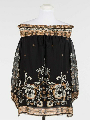 Блуза / Хустковий принт / Чорний