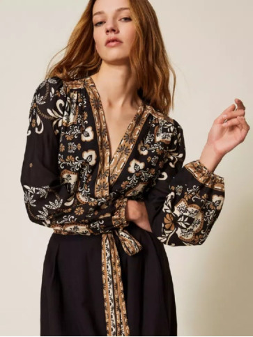 Комбінізон / Хустковий принт / Чорний