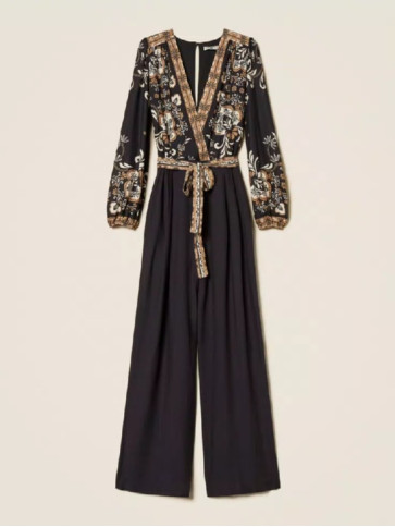 Комбінізон / Хустковий принт / Чорний