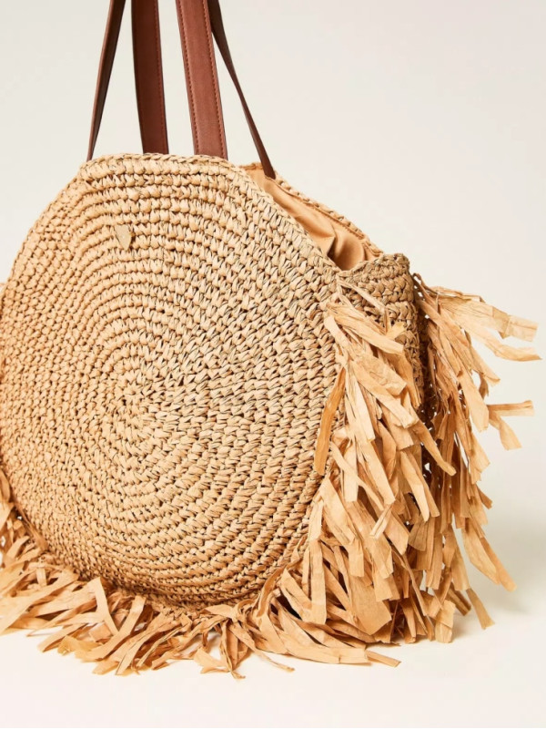 Кругла сумка Шопер / Солома